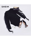 SHEIN czarna elegancka Weekend na co dzień Fringe zdobione forma dopasowanie solidna Skinny body 2018 moda lato kobiety body