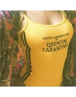 QUENTIN TARANTINO kobiety Body lato czarny żółty kombinezon Sexy szczupła bez rękawów bandaż Body Halter Cami Bodycon kombinezon