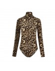 EIFER Leopard body dla kobiet Sexy Bodycon Skinny kombinezon z golfem z długim rękawem Playsuit drukowane kombinezony Romper