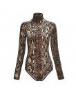 EIFER Leopard body dla kobiet Sexy Bodycon Skinny kombinezon z golfem z długim rękawem Playsuit drukowane kombinezony Romper