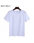 WOTWOY 2018 lato bawełna T Shirt kobiety luźne styl solidna koszulka damska koszulka z krótkim rękawem Top Tees z dekoltem w ser