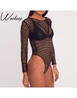 Weekeep 2017 nowy Sexy Hollow Out Mesh body czarny Backless body z długim rękawem kobiety odzież plażowa pajacyki kobiet kombine