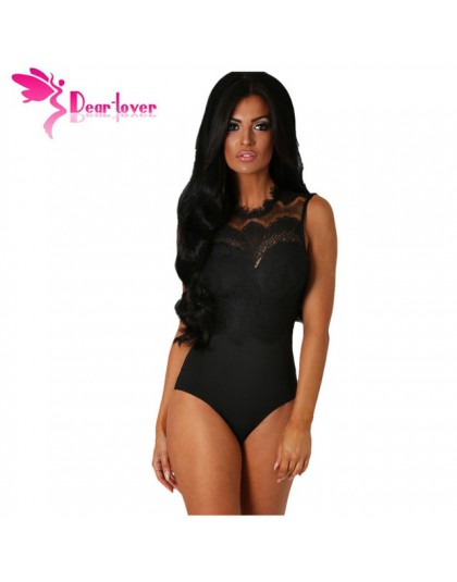 Dear-Lover body kobiety Sexy czarne koronki wysoki dekolt z wycięciem z tyłu Bodycon kombinezony Romper Combinaison spodenki kom