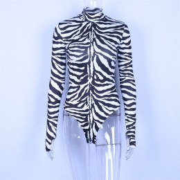 Hugcitar wysoka neck z długim rękawem Zebra wzór Sexy body 2018 jesień zima kobiety moda bodycon elastyczne boże narodzenie part