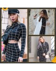 Sheinside stanąć kołnierz z długim rękawem 2 sztuka zestaw kobiety Crop siatki Top i spódnica ołówkowa damskie eleganckie panie 