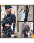 Sheinside stanąć kołnierz z długim rękawem 2 sztuka zestaw kobiety Crop siatki Top i spódnica ołówkowa damskie eleganckie panie 