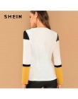 SHEIN Multicolor urząd Lady Colorblock cięcia i szycia jednego przycisku Blazer 2018 jesień elegancka odzież robocza damska płas