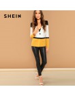 SHEIN Multicolor urząd Lady Colorblock cięcia i szycia jednego przycisku Blazer 2018 jesień elegancka odzież robocza damska płas