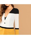 SHEIN Multicolor urząd Lady Colorblock cięcia i szycia jednego przycisku Blazer 2018 jesień elegancka odzież robocza damska płas