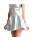 Bling srebrny holograficzny kobiety Top bez ramiączek Mini spódnice dwuczęściowy zestaw z golfem Top Sexy spódnica 2 sztuk zesta