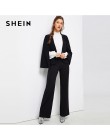 SHEIN czarny Poncho urząd Lady Streetwear płaszcz otwarta przednia Blazer 2018 jesień eleganckie nowoczesne Lady odzież robocza 