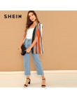SHEIN, które warto zobaczyć na co dzień Multicolor otwarty z przodu w paski peleryna płaszcz z długim rękawem płaszcz 2018 Stree