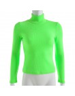 Darlingaga zima golf z długim rękawem t koszula kobiety topy fluorescencyjny zielony moda damska t-shirty 2018 na co dzień koszu