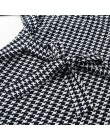 Sam 2019 Kpop Blazer kobiety Houndstooth Plaid Cardigan płaszcz z długim rękawem otwórz przednia paskiem wokół talii asymetryczn