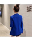 PEONFLY Blazer Feminino kobiet kurtka oficjalna pojedyncze piersi niebieski kobiety biurowy garnitur moda damska garnitur jednol