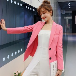 PEONFLY Blazer Feminino kobiet kurtka oficjalna pojedyncze piersi niebieski kobiety biurowy garnitur moda damska garnitur jednol