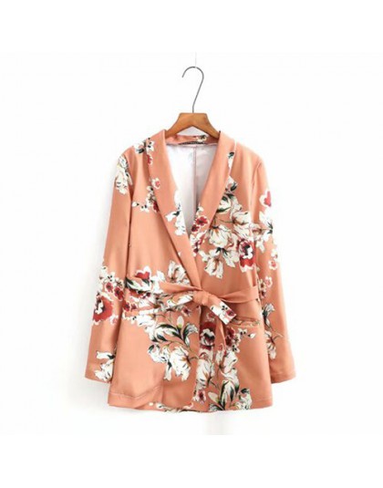 GCAROL 2019 ścięty kołnierz kobiety Floral Blazer z szarfami w stylu Vintage kobiety garnitur elastyczny pas spodnie wysokiej ja