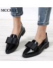 MCCKLE wiosna mieszkania damskie buty Bowtie mokasyny ze skóry lakierowanej elegancki niskie obcasy Slip On obuwie damskie szpic