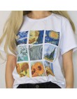 Nowy Van Gogh sztuki obraz olejny krata druku słodkie bluzka w rozmiarze plus size Harajuku dorywczo kobiece lato z krótkim ręka