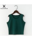 7 kolorów moda wokół szyi T koszula kobiety lato Sexy bez rękawów wysokiej talii Crop Top bawełna dół topy T Shirt kobiet Street