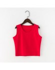 7 kolorów moda wokół szyi T koszula kobiety lato Sexy bez rękawów wysokiej talii Crop Top bawełna dół topy T Shirt kobiet Street