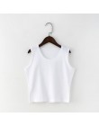 7 kolorów moda wokół szyi T koszula kobiety lato Sexy bez rękawów wysokiej talii Crop Top bawełna dół topy T Shirt kobiet Street