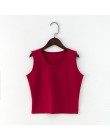 7 kolorów moda wokół szyi T koszula kobiety lato Sexy bez rękawów wysokiej talii Crop Top bawełna dół topy T Shirt kobiet Street