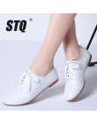 STQ 2019 wiosna damskie buty typu oxford baleriny mieszkania buty kobiet prawdziwej skóry buty mokasyny wiązane mokasyny białe b
