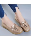 KUIDFAR 2018 lato prawdziwej skóry kobiet buty w stylu casual 2018 moda oddychająca Slip-on Peas masaż płaskie buty