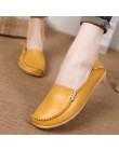 Damskie buty Plus Size płaskie buty damskie oryginalne skórzane mokasyny pielęgniarki Slip On kobiet płaskie Oxford Sapato Femin