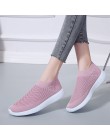 Lucyever kobiety wiosna lato Sneaker siatka robiona na drutach buty wulkanizowane wygodne wsuwane płaskie miękkie Walking obuwie