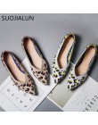 SUOJIALUN 2019 nowa wiosna kobiety mieszkania buty Leopard drukuj damskie buty na co dzień pojedyncze buty baleriny kobiet płytk
