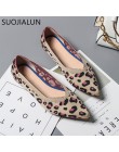 SUOJIALUN 2019 nowa wiosna kobiety mieszkania buty Leopard drukuj damskie buty na co dzień pojedyncze buty baleriny kobiet płytk