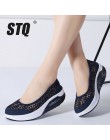 STQ 2019 lato kobiet płaskie buty na koturnie kobiety oddychające codzienne tenisówki buty slip on platformy buty do chodzenia d