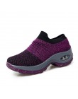 Kobiety letnie trampki skarpety buty damskie mieszkania platformy oddech siatki slip on tenis feminino chaussure femme pnącza bu