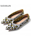 SUOJIALUN 2019 nowa wiosna kobiety mieszkania buty Leopard drukuj damskie buty na co dzień pojedyncze buty baleriny kobiet płytk
