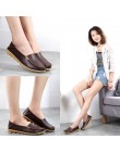 Damskie buty Plus Size płaskie buty damskie oryginalne skórzane mokasyny pielęgniarki Slip On kobiet płaskie Oxford Sapato Femin