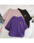 Harajuku T koszula kobiety lato bawełna chmura błyskawica słońce bez rękawów w stylu Vintage haftowane Streetwear z krótkim ręka