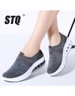 STQ 2019 wiosna kobiet sneakers buty płaskie buty na koturnie kobiety oddychające oczek buty w stylu casual slip on pnącza buty 