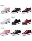 O16U Kobiety Platformy Oksfordzie Akcentem Mieszkania Buty Patent Leather Lace Up Pointed Toe Marki Kobiece Obuwie Buty dla kobi