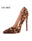 LALA IKAI wysokie obcasy Leopard buty damskie pompy urząd Lady Pointed Toe stado Sexy 12 cm ślub Sapato Feminino 014C1722 -49