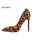 LALA IKAI wysokie obcasy Leopard buty damskie pompy urząd Lady Pointed Toe stado Sexy 12 cm ślub Sapato Feminino 014C1722 -49