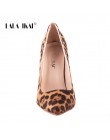 LALA IKAI wysokie obcasy Leopard buty damskie pompy urząd Lady Pointed Toe stado Sexy 12 cm ślub Sapato Feminino 014C1722 -49