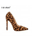 LALA IKAI wysokie obcasy Leopard buty damskie pompy urząd Lady Pointed Toe stado Sexy 12 cm ślub Sapato Feminino 014C1722 -49