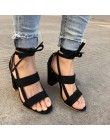 MCCKLE Plus Size kobieta kostki pasek wysokie obcasy stado Gladiator buty gruby obcas moda kobiety szpilki na wesele Drop Shippi