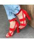 MCCKLE Plus Size kobieta kostki pasek wysokie obcasy stado Gladiator buty gruby obcas moda kobiety szpilki na wesele Drop Shippi