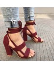 MCCKLE Plus Size kobieta kostki pasek wysokie obcasy stado Gladiator buty gruby obcas moda kobiety szpilki na wesele Drop Shippi