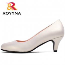 2017 ROYYNA wiosna jesień nowe style pompy kobiety duży rozmiar moda Sexy okrągły Toe słodkie kolorowe miękkie damskie buty darm