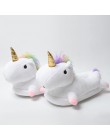 2018 zimowe piękne pantofle domowe Chausson Licorne białe buty kobiety jednorożec kapcie zwierzęta pantuflas unicornio pantoufle