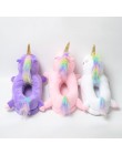 2018 zimowe piękne pantofle domowe Chausson Licorne białe buty kobiety jednorożec kapcie zwierzęta pantuflas unicornio pantoufle